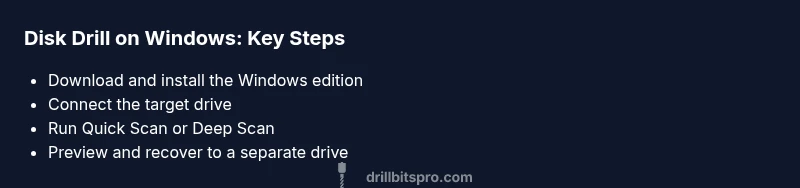 Infographic showing Disk Drill on Windows recovery workflow