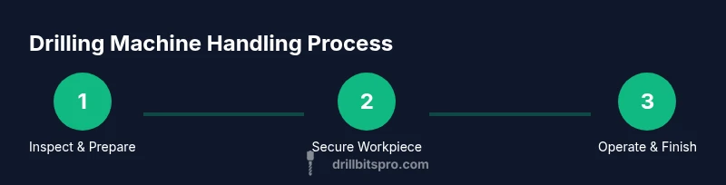 Tailwind infographic showing a three-step drilling machine handling process