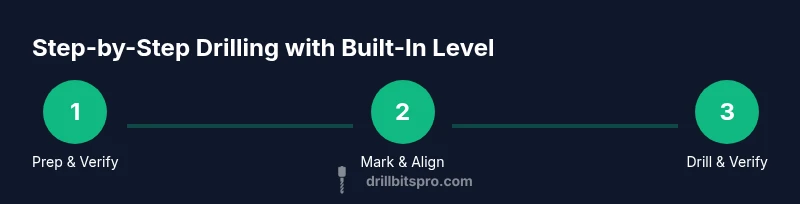 Process image showing steps to drill with built-in level