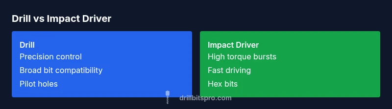 Diagram comparing drill and impact driver features