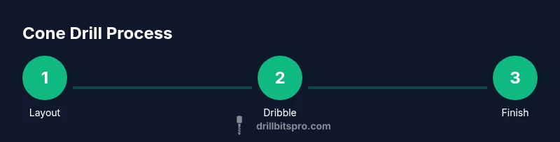 Three-step cone drill process infographic