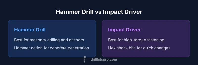 Illustration comparing hammer drill and impact driver