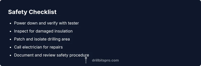 Checklist infographic for safe drilling near electrical wiring