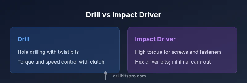 Comparison of drill and impact driver showing differences in use