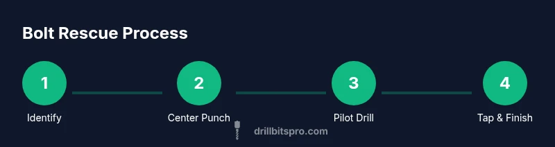Tailwind infographic showing steps to drill and tap a broken bolt