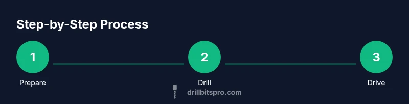 Process diagram showing prep, drilling, and driving masonry screws
