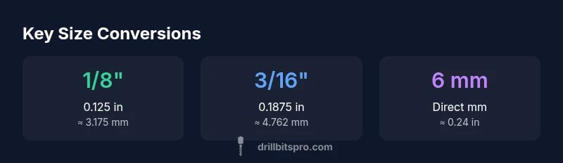 Infographic showing drill size conversions