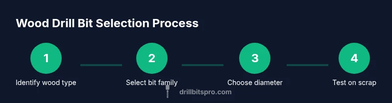 Tailwind infographic showing steps to choose wood drill bits