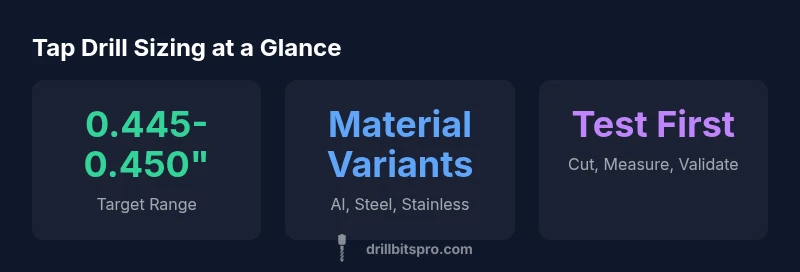infographic showing drill sizes for 1/2-13 tap across materials