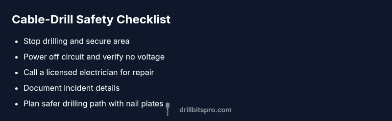 Checklist visual: steps to stay safe if you drill into a cable