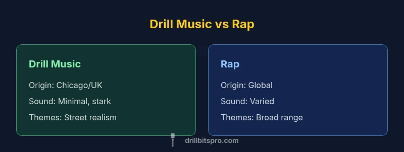 Comparison infographic showing drill music vs rap