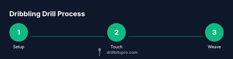 Process infographic showing dribbling drill steps