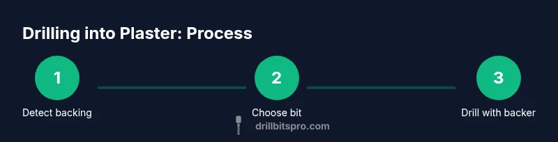Process infographic showing plaster drilling steps