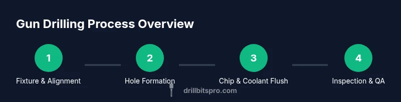 Process flow of gun drilling from setup to inspection