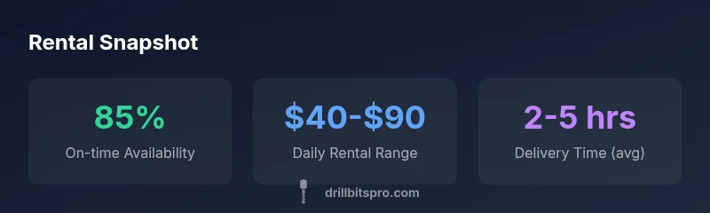 Infographic showing rental rates, delivery time, and availability for core drills