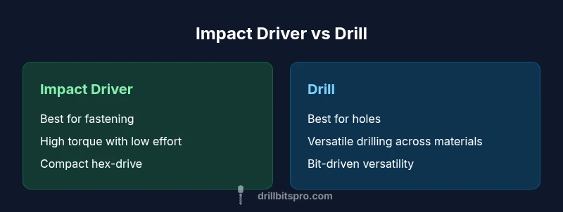 Infographic comparing impact driver and drill