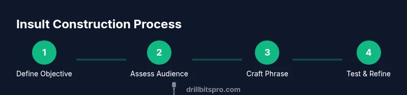 Process infographic showing steps in insult construction in drill instruction setting