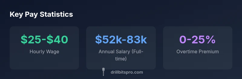 Infographic showing wage ranges for oil drill workers across roles and regions.