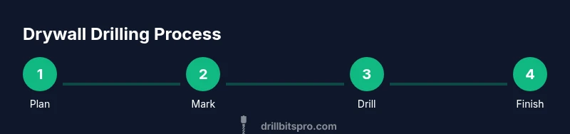 Process diagram showing drywall drilling steps