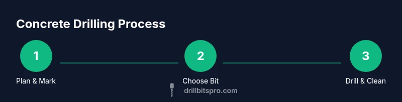 Infographic showing a 3-step concrete drilling process