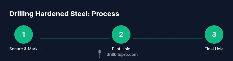 Visual infographic showing the hole drilling process for hardened steel
