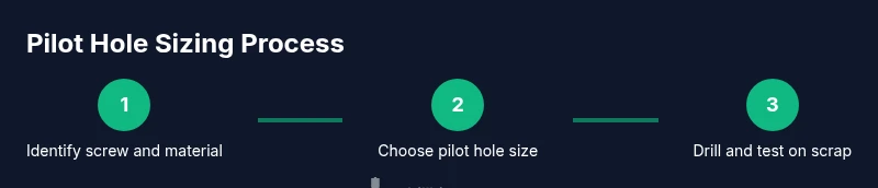 Process diagram showing pilot hole sizing steps