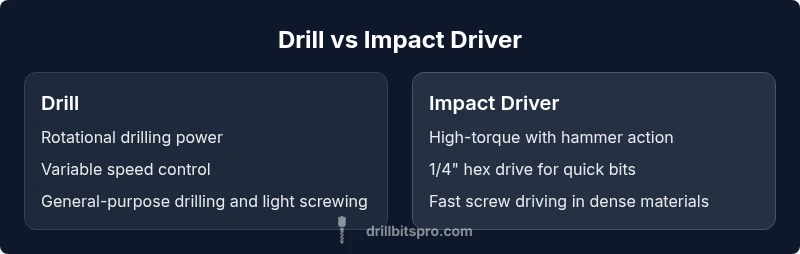 Chart comparing drill and impact driver performance and uses