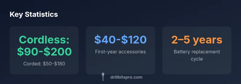 Infographic showing hammer drill price ranges and features