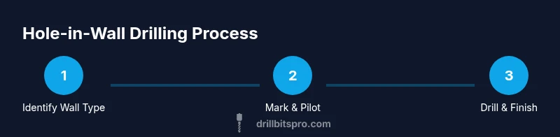 Step-by-step wall drilling infographic showing identification, marking, and drilling steps
