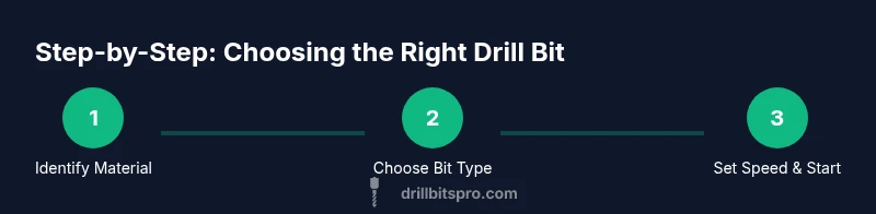 Process infographic showing steps to choose the right drill bit