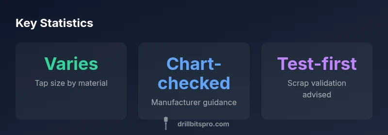 infographic showing tap drill size variability by material with testing guideline