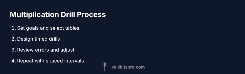 Infographic showing a step-by-step process for multiplication drills