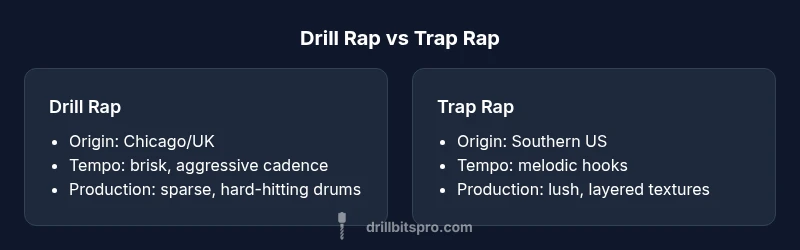 Comparison infographic of Drill Rap vs Trap Rap