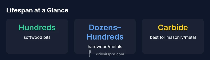 Infographic showing drill-bit lifespan by material and type