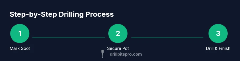 Process diagram for drilling a hole in a ceramic pot